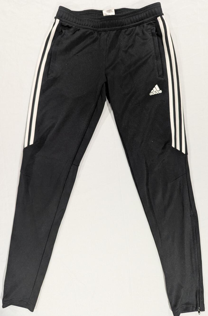 Adidas Track Pants Womens S Black Climacool Tapered Side Stripe Zip Ankle Gym